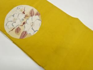 綴れ丸文に草花模様織出し名古屋帯